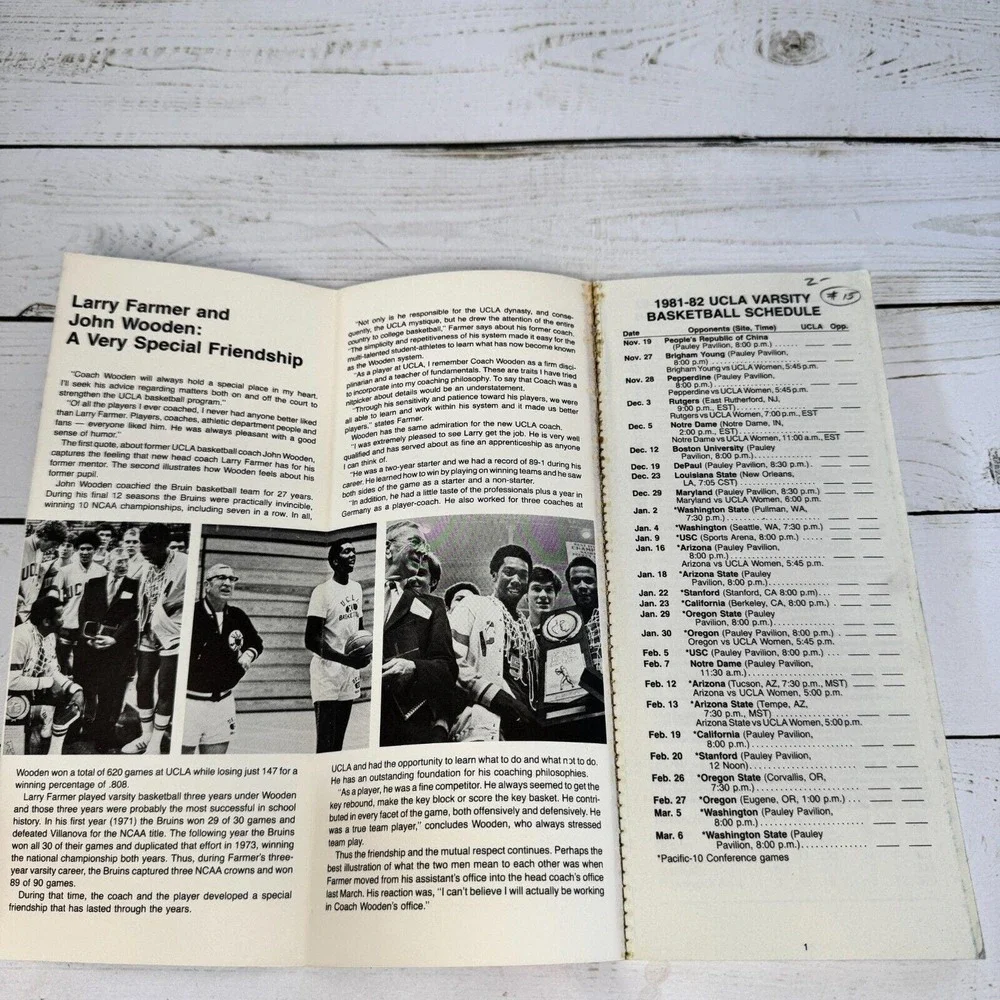UCLA Basketball 1981-82 Media Guide Larry Farmer Vintage NCAA Memorabilia